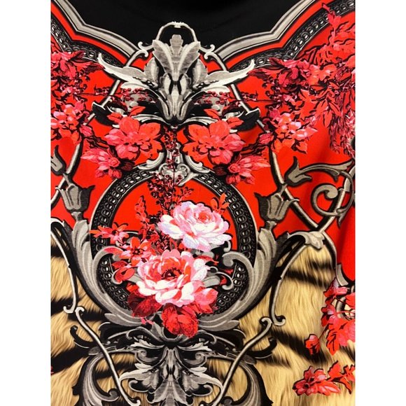 Roberto Cavalli Dress Long Sleeve Stretch Silk Animal Flowers Small Luxury $1250 - Picture 10 of 12